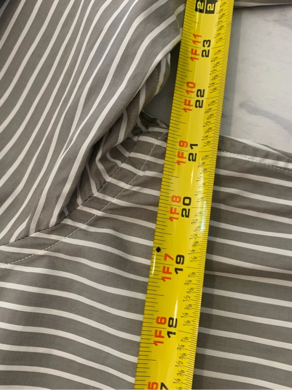 Banana Republic Gray and White Vertical Stripe Dress Shirt
